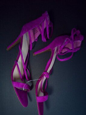 10M dark magenta purple BP Alexy Strappy Suede Sandals high heels shoes women's